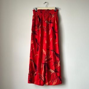 A New Day Red Patterned Pants with Smocked Waist